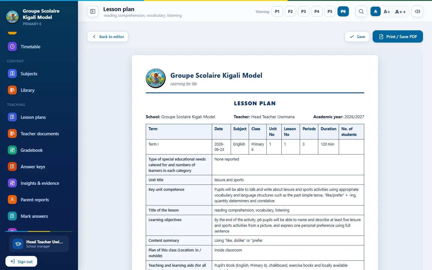 Lesson plan generator