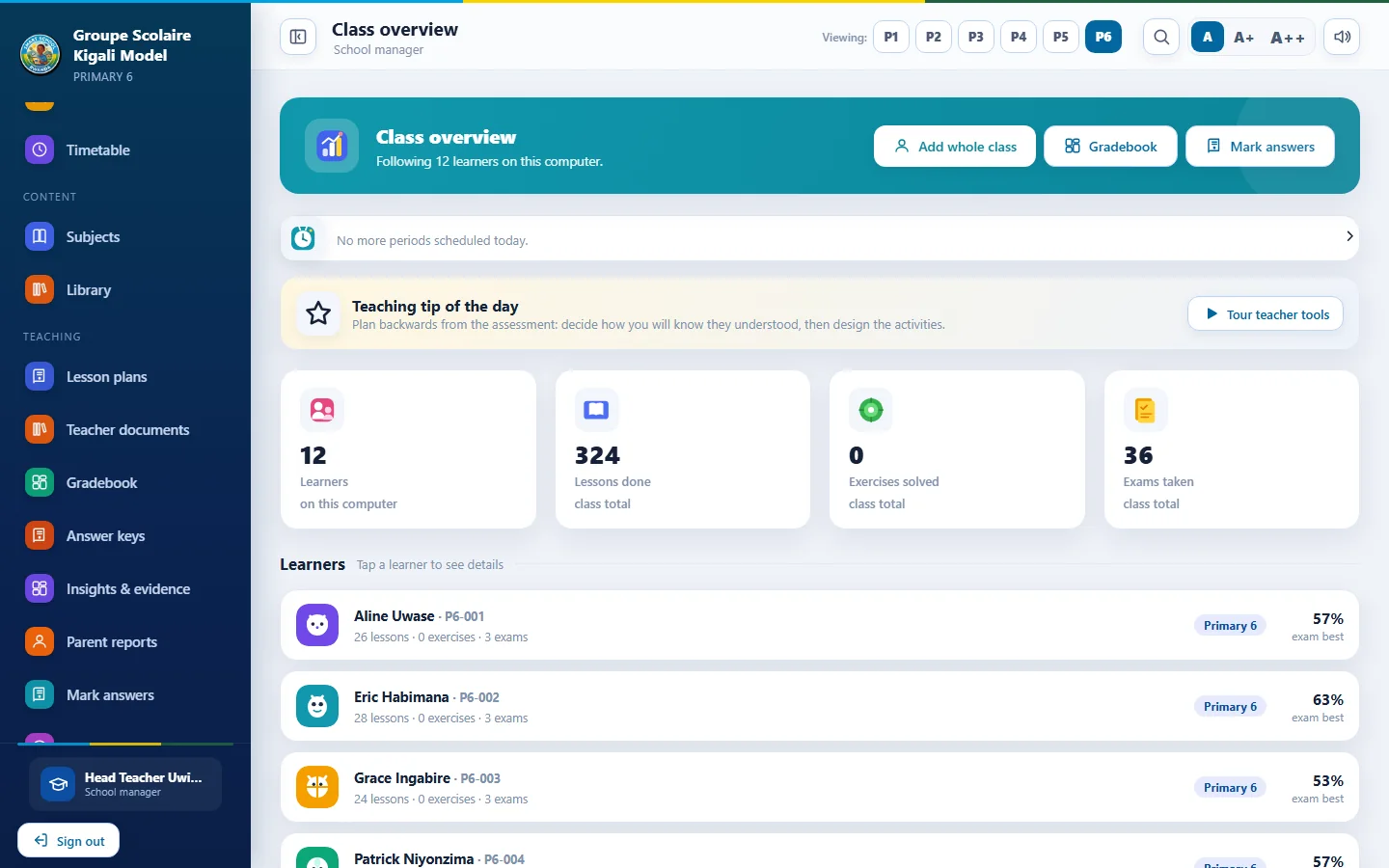 Teacher overview